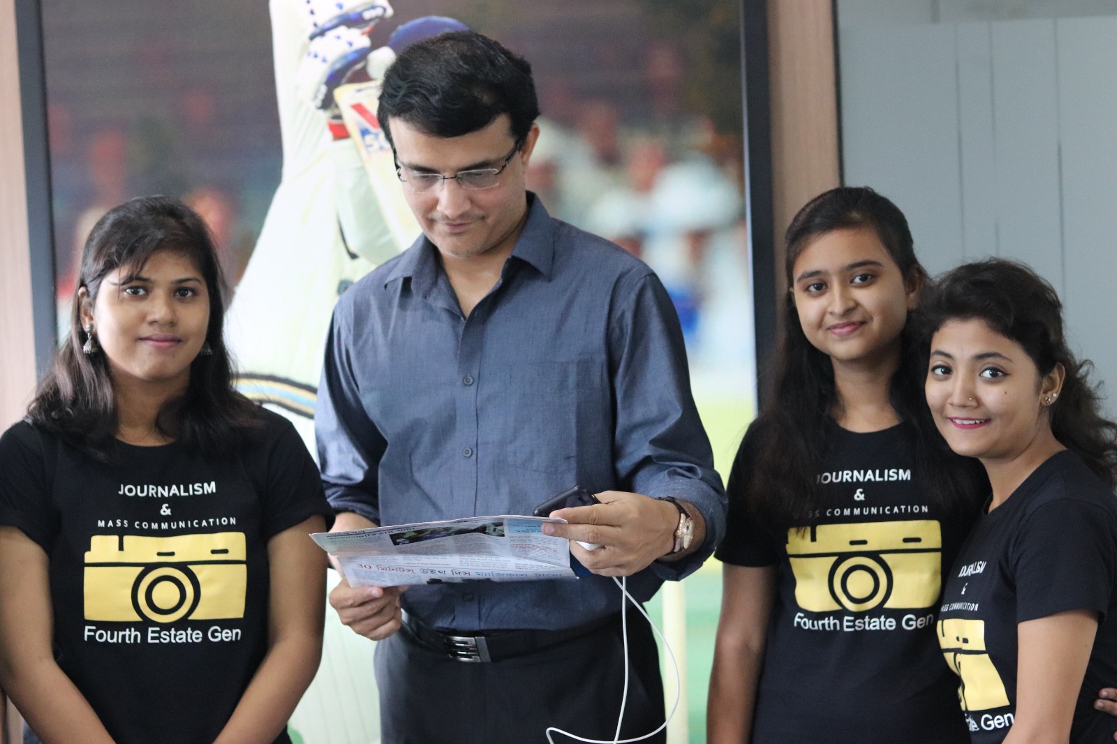 Students took interview of Sourav Ganguly for yearly lab journal named 'Anneswan'